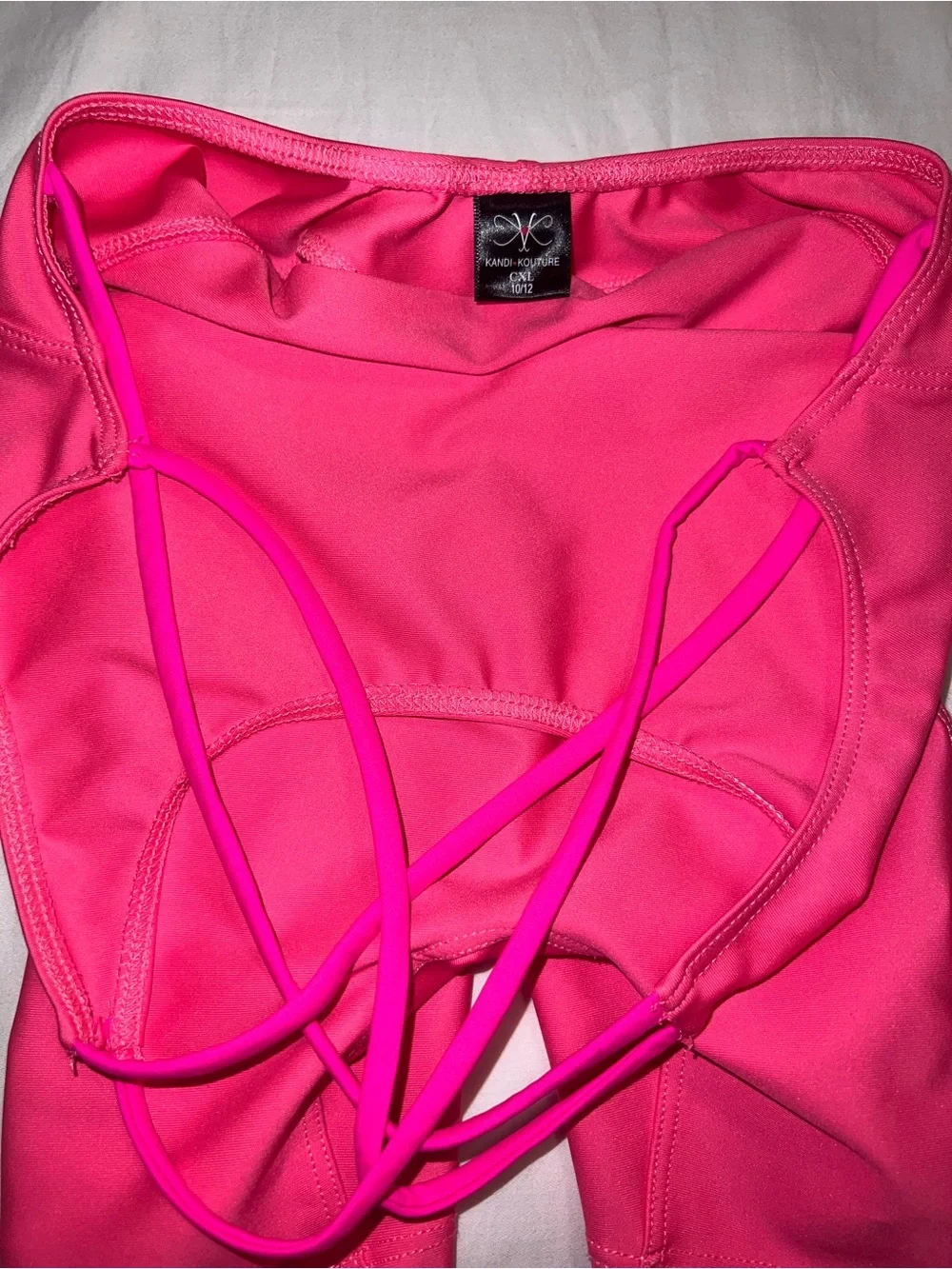 Hot Pink Crossback Kids Dance Costume Short One-Piece